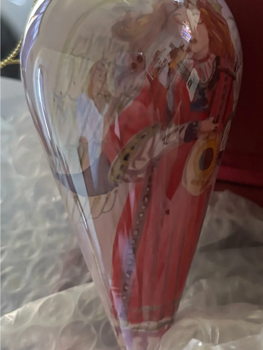 vintage mouth-blown, Li Bien inside-painted glass teardrop Christmas ornament